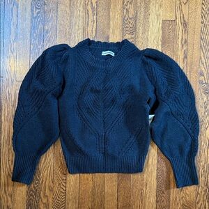 Anthropologie Scalloped Collar Sweater, NWT, Medium, Black